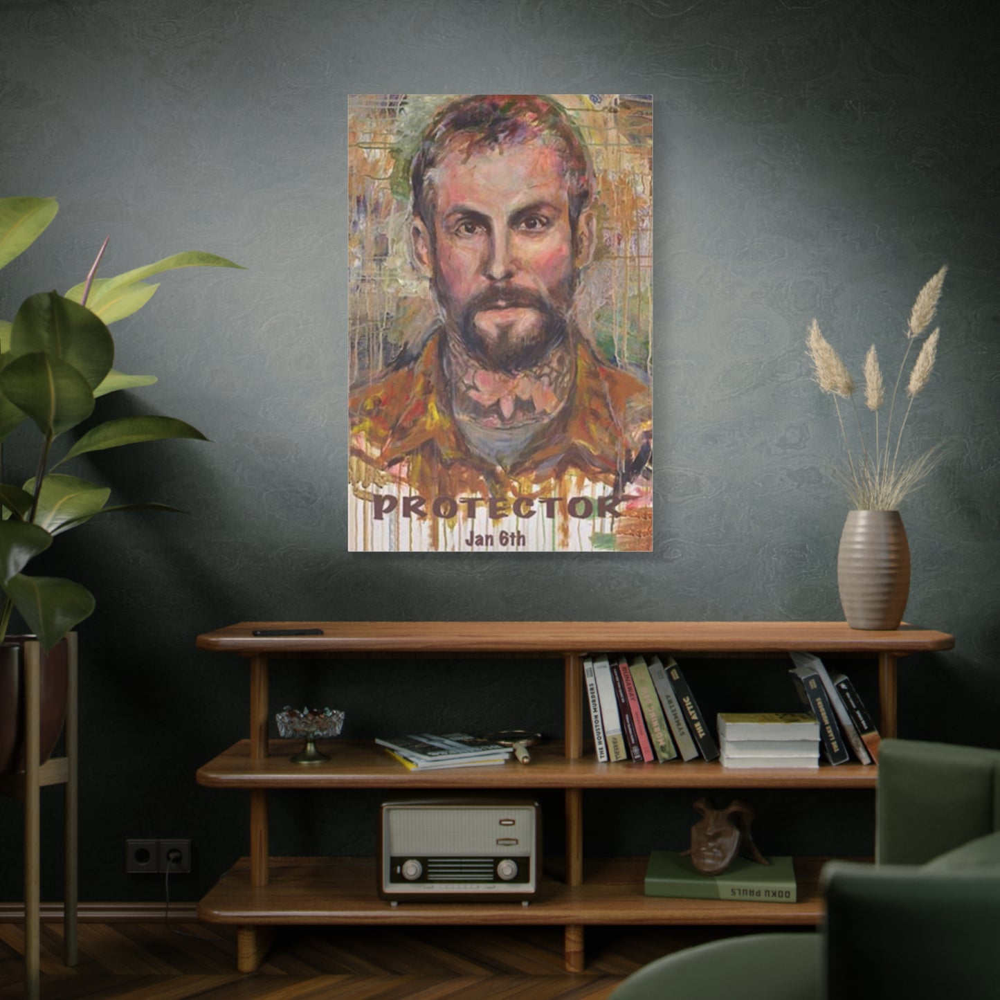 “Protector” Portrait Canvas Print | Joan Baez x Michael Fanone — Stretched Matte